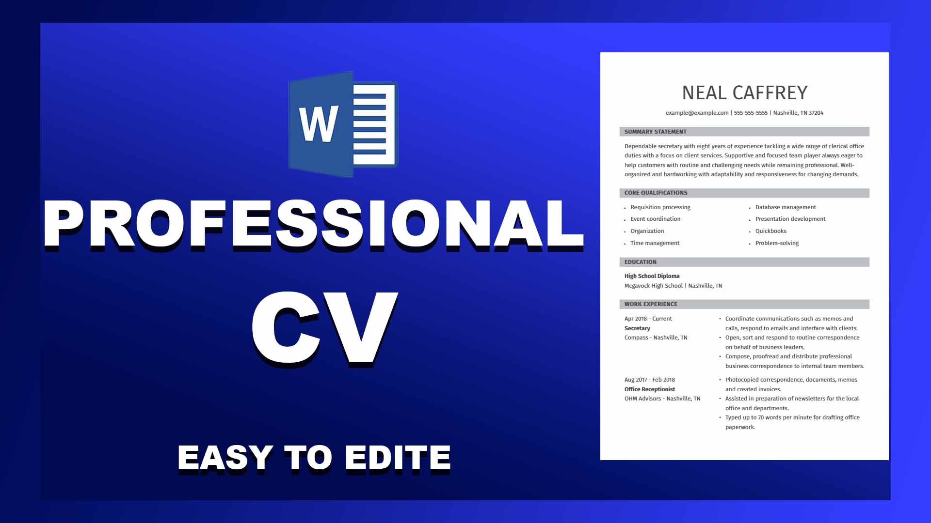 Professional CV for New Job